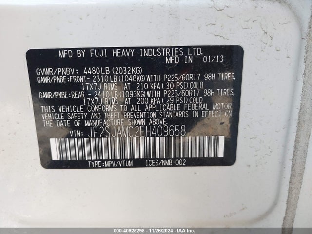 Subaru Forester 2.5i Touring 2014 JF2SJAMC2EH409658 Image 9