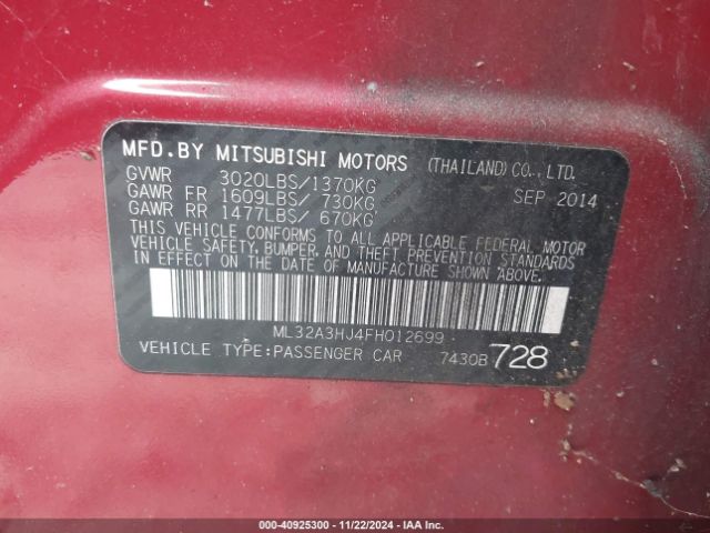 2015 MITSUBISHI MIRAGE ML32A3HJ4FH012699 Photo 8