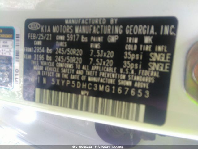 5XYP5DHC3MG167653 KIA Telluride Sx