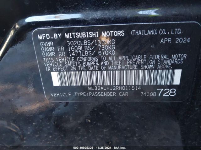 2024 MITSUBISHI MIRAGE ML32AUHJ2RH011514 Photo 8