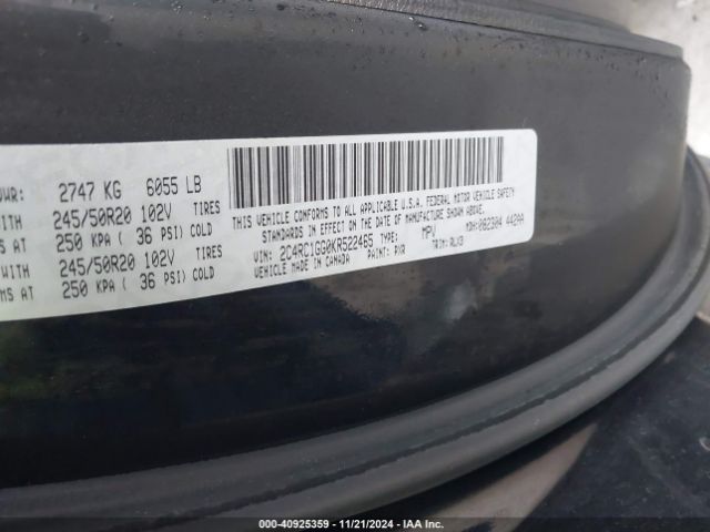 2C4RC1GG0KR522465 Chrysler Pacifica Limited