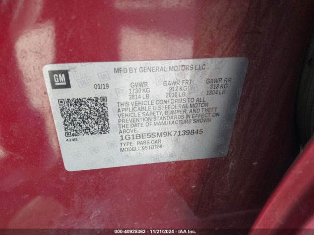 1G1BE5SM9K7139845 Chevrolet CRUZE LT
