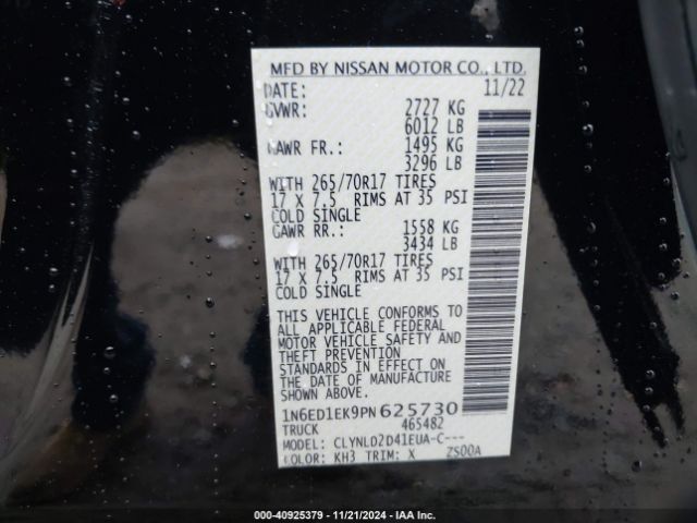 1N6ED1EK9PN625730 Nissan Frontier Pro-4x 4x4