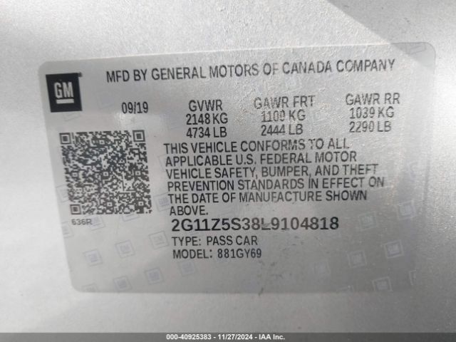 2G11Z5S38L9104818 Chevrolet Impala Fwd Lt