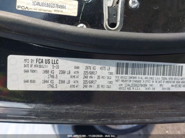 1C4NJDEB0GD784994 Jeep Compass Latitude