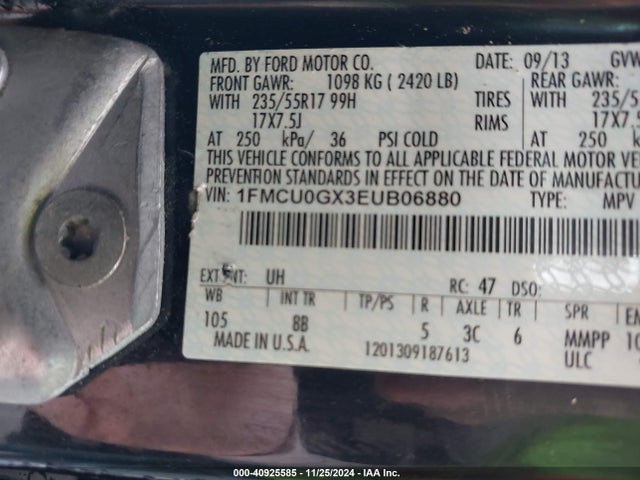 Ford ESCAPE SE 2014 1FMCU0GX3EUB06880 Image 9