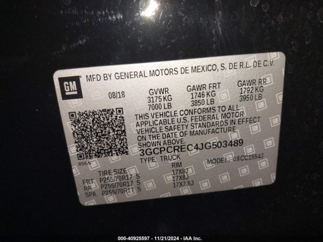 3GCPCREC4JG503489 Chevrolet Silverado 1500 1lt