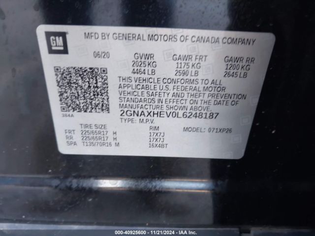 2GNAXHEV0L6248187 Chevrolet Equinox Fwd Ls