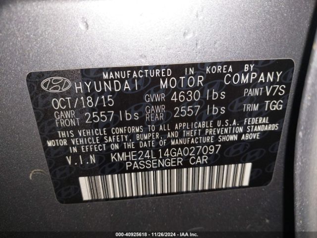KMHE24L14GA027097 Hyundai Sonata Hybrid Se