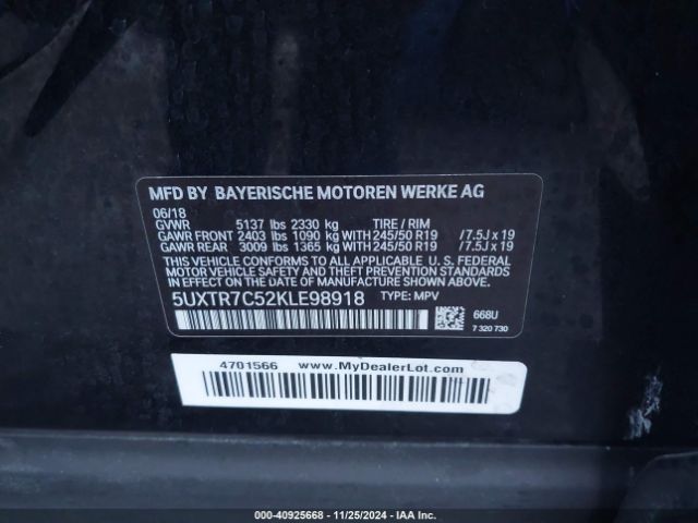 5UXTR7C52KLE98918 BMW X3 Sdrive30i