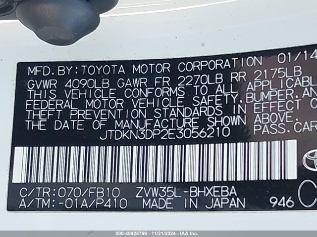 JTDKN3DP2E3056210 Toyota PRIUS PLUG-IN