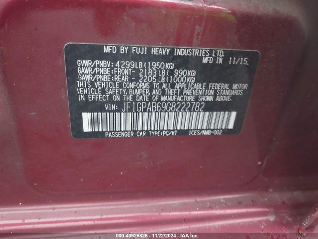 Subaru Impreza 2.0i Premium 2016 JF1GPAB69G8222782 Image 9