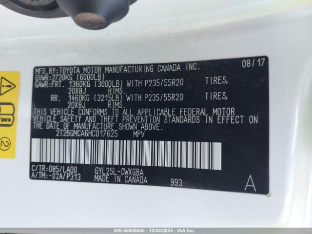 2T2BGMCA6HC017625 Lexus RX 450H