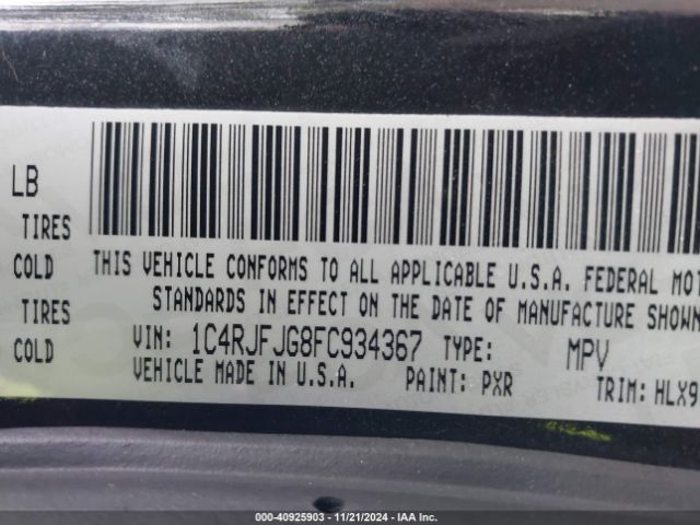 1C4RJFJG8FC934367 Jeep Grand Cherokee Summit
