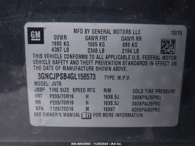 Chevrolet Trax Lt 2016 3GNCJPSB4GL158573 Image 9