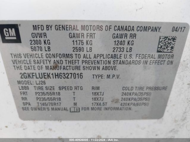 2GKFLUEK1H6327016 GMC Terrain Slt