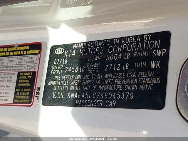 KIA tgdi lamda ii 2019 KNAE45LC7K6045379 Image 9