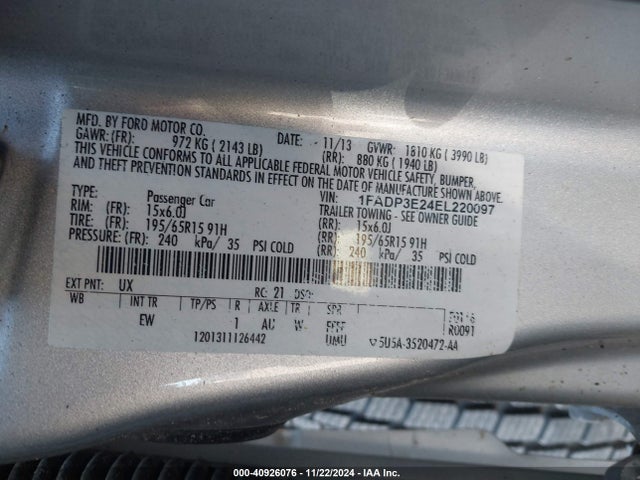 1FADP3E24EL220097 Ford FOCUS S