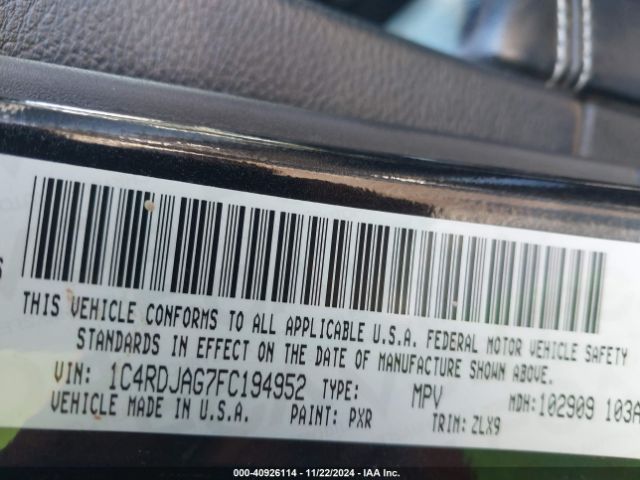 1C4RDJAG7FC194952 Dodge Durango Sxt