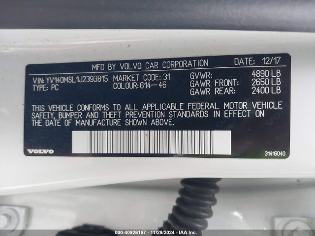 Volvo V60 T5 Dynamic 2018 YV140MSL1J2393815 Image 9