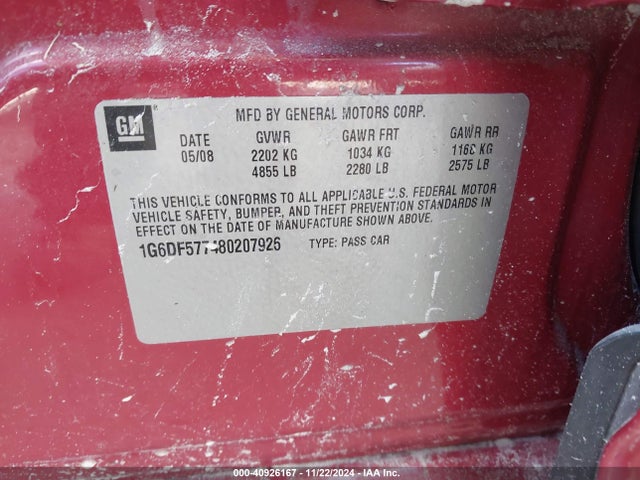 2008 CADILLAC CTS 1G6DF577480207926 Photo 8