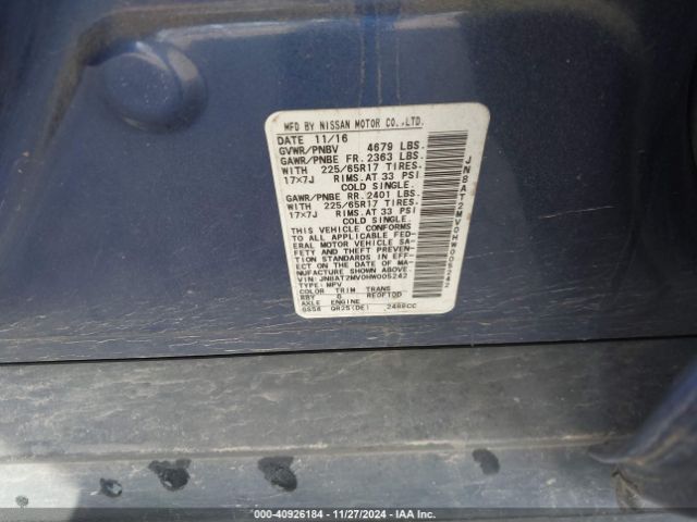 JN8AT2MV0HW005242 Nissan ROGUE S