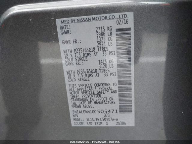 5N1AL0MN1GC505471 Infiniti QX60