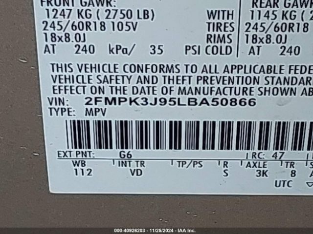 2FMPK3J95LBA50866 Ford EDGE SEL
