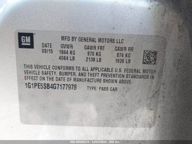 1G1PE5SB4G7177978 Chevrolet Cruze Limited 1lt Auto