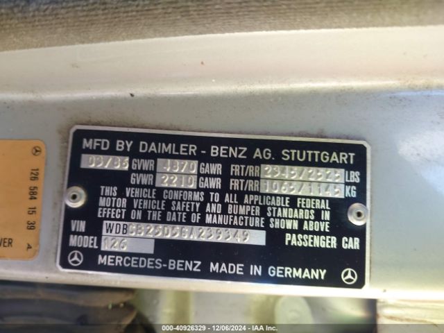 1986 MERCEDES-BENZ 300 WDBCB25D5GA239349 Photo 8