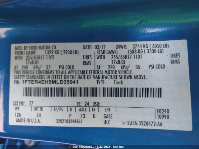 1FTER4EH5MLD35941 Ford Ranger Xlt