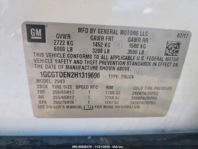 1GCGTDEN2H1319696 Chevrolet Colorado Z71
