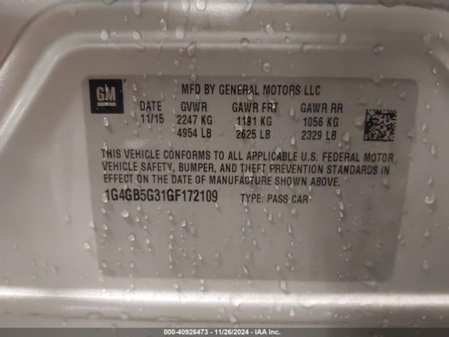 1G4GB5G31GF172109 Buick Lacrosse Leather