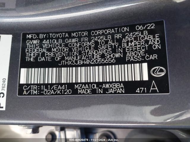 JTHX3JBH4N2055656 Lexus UX 200