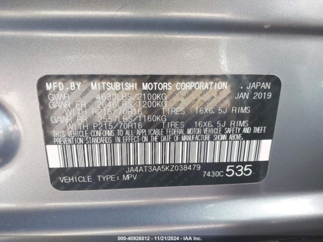 JA4AT3AA5KZ038479 Mitsubishi Eclipse Cross Es