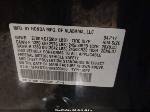 5FRYD7H79HB000463 Acura Mdx Sport Hybrid Advance Package
