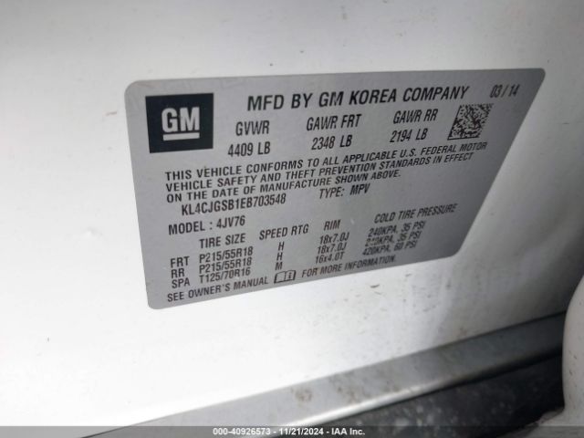 KL4CJGSB1EB703548 Buick Encore Leather