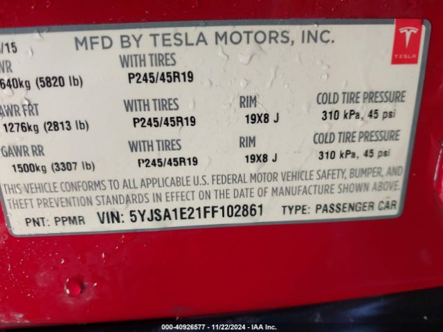 5YJSA1E21FF102861 Tesla Model S 70d/85d/p85d