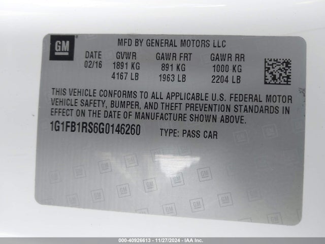 Chevrolet Camaro 1lt 2016 1G1FB1RS6G0146260 Image 9