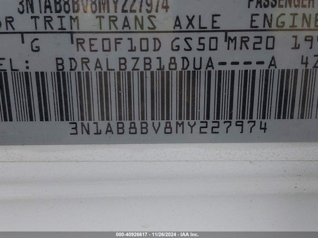 Nissan Sentra S Xtronic Cvt 2021 3N1AB8BV8MY227974 Image 9