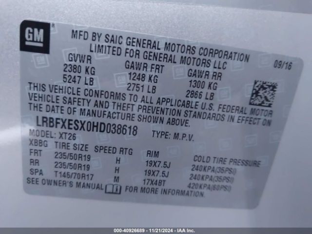 LRBFXESX0HD038618 Buick Envision Premium I