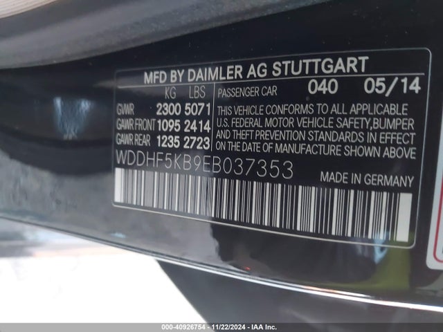 Mercedes-Benz E 350 2014 WDDHF5KB9EB037353 Image 9