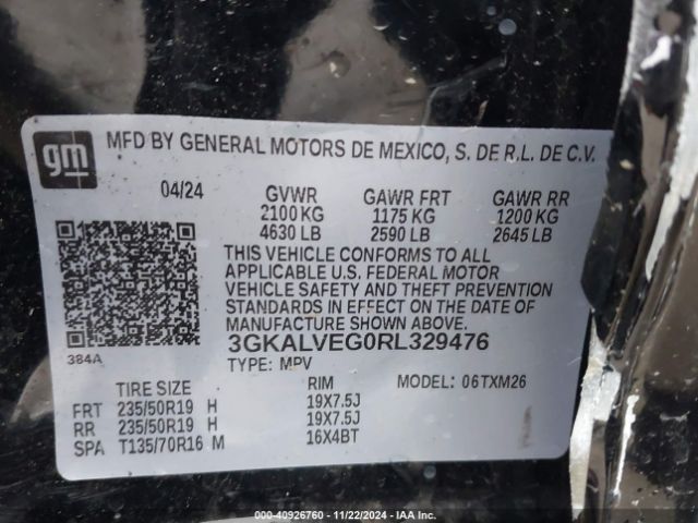3GKALVEG0RL329476 GMC Terrain Awd Slt