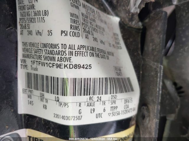 1FTFW1CF9EKD89425 Ford F-150 King Ranch