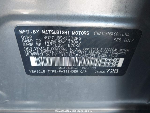 ML32A3HJ8HH022333 Mitsubishi MIRAGE ES