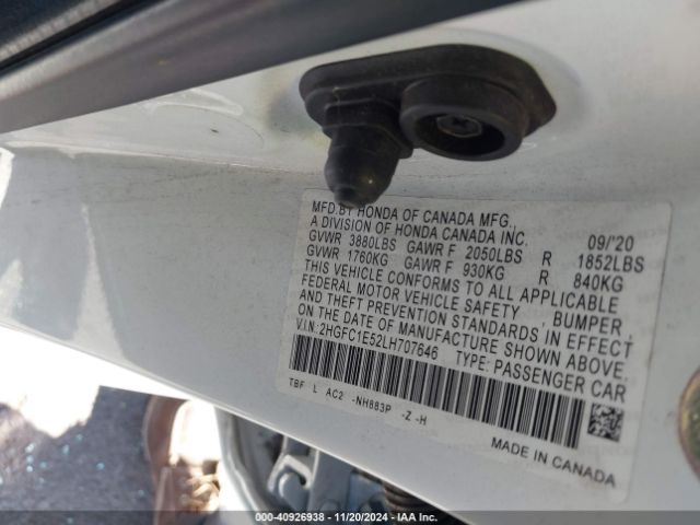 2HGFC1E52LH707646 Honda CIVIC SI SEDAN
