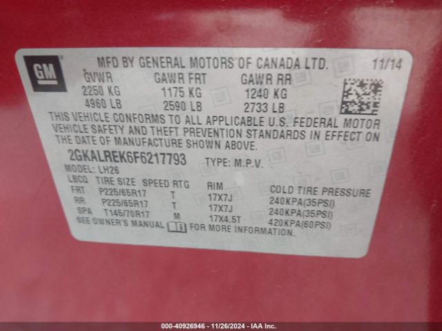 2GKALREK6F6217793 GMC Terrain Sle-2