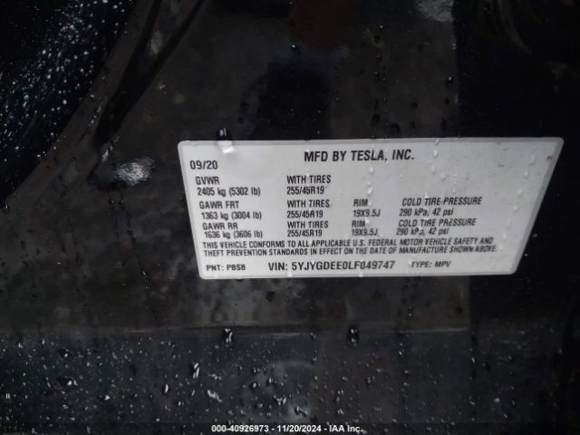 5YJYGDEE0LF049747 Tesla Model Y Long Range Dual Motor All-wheel Drive