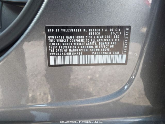 3VWDB7AJ2HM394456 Volkswagen Jetta 1.4t Se