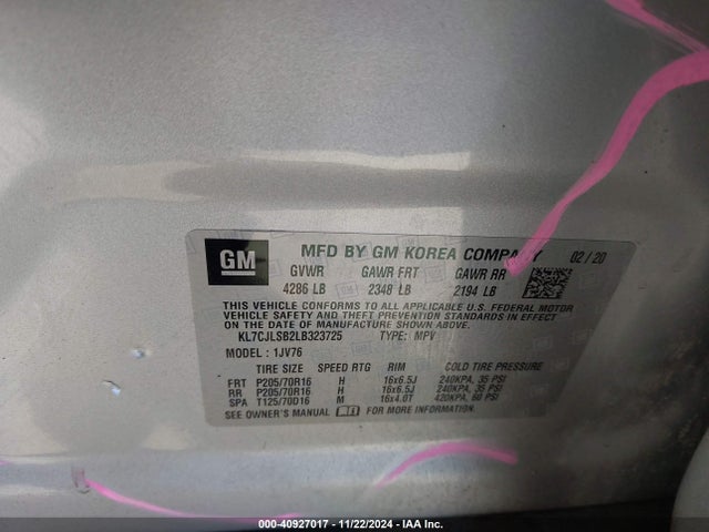 Chevrolet Trax Fwd Lt 2020 KL7CJLSB2LB323725 Image 9